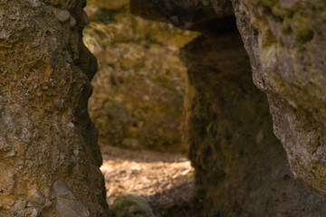 a little cave with heavy stones