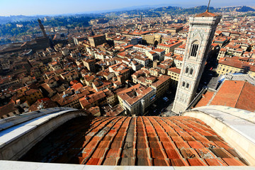 View of Giotto's Bell Tower From Top of Cathedral Santa Maria del Fiore in Firenze, Italy ~ Scenery...