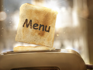 Toastbrot springst aus dem Toaster - obrazy, fototapety, plakaty