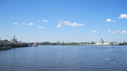 Panorama, river, landscape, sky