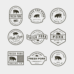 set of premium fresh pork labels. vector illustration
