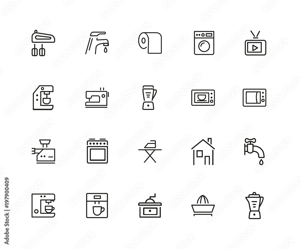 Poster Household icon set