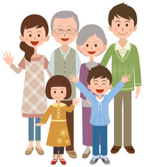 二世帯家族イラスト