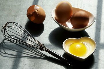 Brown eggs with a broken shell
