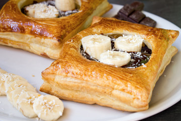 FEUILLETE BANANE CHOCOLAT HEALTHY DESSERT PATISSERIE