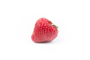Fresh ripe Strawberry berry in closeup on isolated white background. Berries