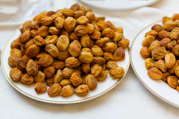 Dried organic date fruits background