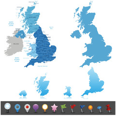 Naklejka premium United Kingdom -highly detailed map.All elements are separated in editable layers clearly labeled. Vector