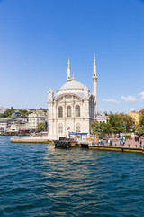 Fototapeta na wymiar Istanbul, Turkey. Ortaköy Mosque (Great Medjidie Mosque) on the banks of the Bosphorus