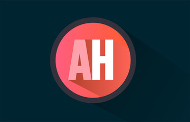 blue pink alphabet letter ah a h logo combination with long shadow design