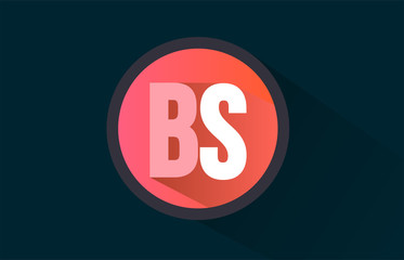 blue pink alphabet letter bs b s logo combination with long shadow design