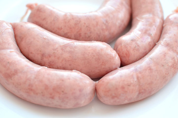 pork homemade raw sausages for grilling or frying