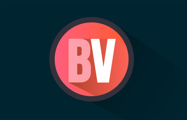 blue pink alphabet letter bv b v logo combination with long shadow design