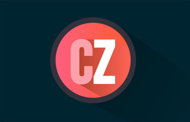 blue pink alphabet letter cz c z logo combination with long shadow design