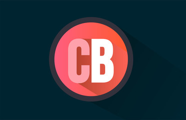 blue pink alphabet letter cb c b logo combination with long shadow design