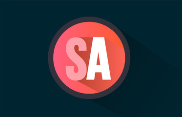 blue pink alphabet letter sa s a logo combination with long shadow design