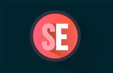 blue pink alphabet letter se s e logo combination with long shadow design