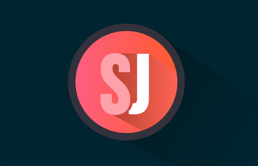 blue pink alphabet letter sj s j logo combination with long shadow design