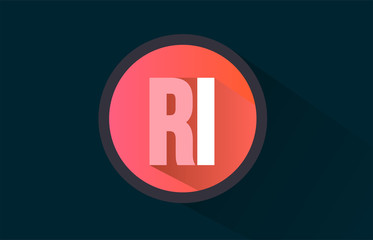 blue pink alphabet letter ri r i logo combination with long shadow design