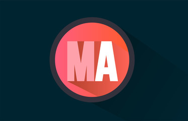 blue pink alphabet letter ma m a logo combination with long shadow design