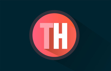 blue pink alphabet letter th t h logo combination with long shadow design