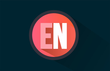 blue pink alphabet letter en e n logo combination with long shadow design