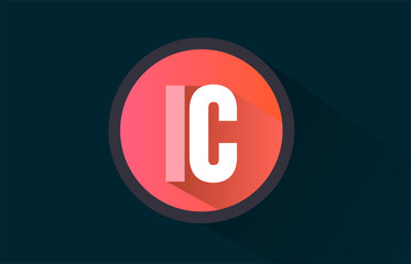 blue pink alphabet letter ic i c logo combination with long shadow design