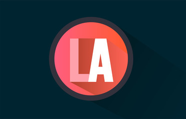 blue pink alphabet letter la l a logo combination with long shadow design