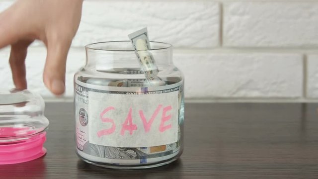 To save money. Take the money saved. Money in the piggy bank.