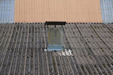 chimney on an old roof