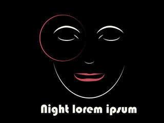 Flat woman linear face