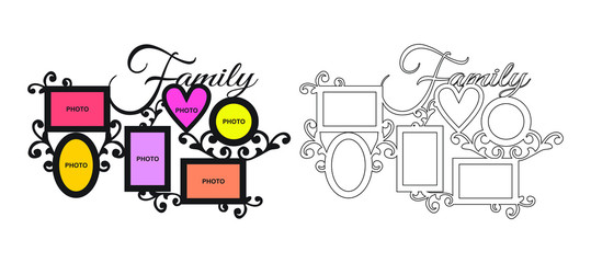 Frame for family photos for laser cutting.