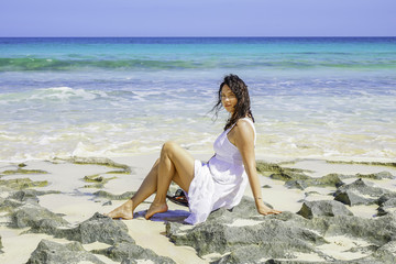 Beautiful woman near sea