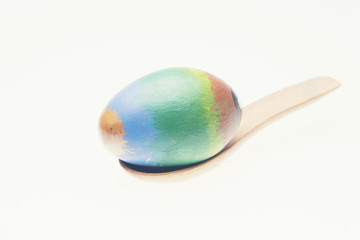 Colorful handmade easter eggs isolated on a white