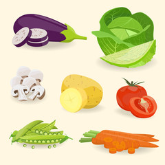 Vector illustration with vegetable. Healthy food.
