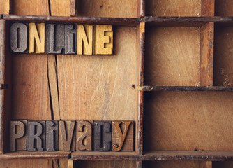Online Privacy - Vintage letterpress typeset