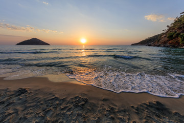 Paradise beach at sunrise. Greece