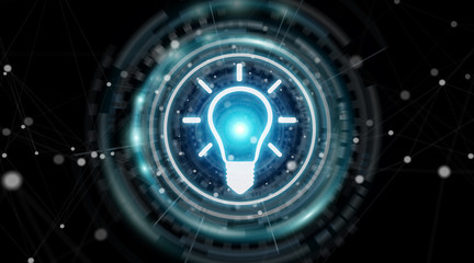 Lightbulb idea interface 3D rendering
