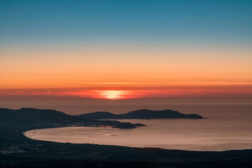 Sunset over Calvi Bay and Revellata in Corsica