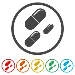 Pills icon, Medicine Pills, 6 Colors Included