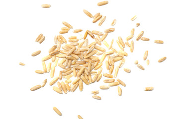 oat grains isolated on white background. top view