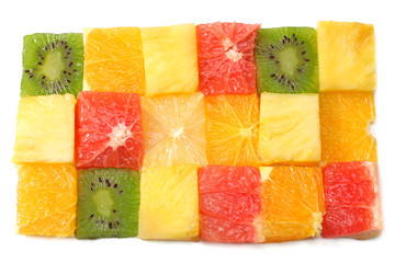 healthy citrus fruit salad background. top view