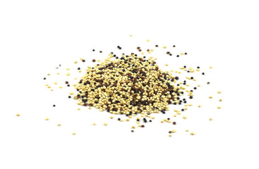 Pile of raw multicolored quinoa seeds
