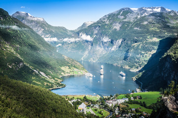 Geiranger fjord panoramic view,Norway