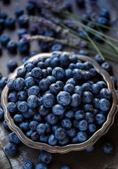 Antique Bowl Overflowing with Blueberries