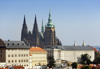 Prague. View of the old city and Saint Vitus cathedral