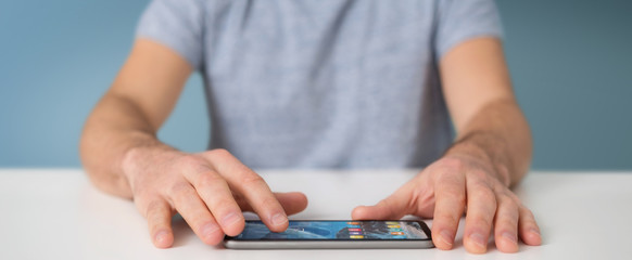 Businessman using modern mobile phone