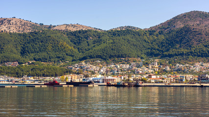 Fototapeta na wymiar Panorama of the Igoumenitsa port in Greece. Thesprotia