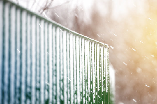 Fence of green profile during Blizzard