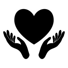 Heart in hand Icon. Vector illustration